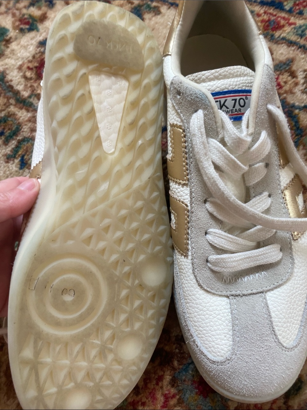 Back 70 Women's Athletic Sneaker in White with Gold Trim - Picture 8 of 8